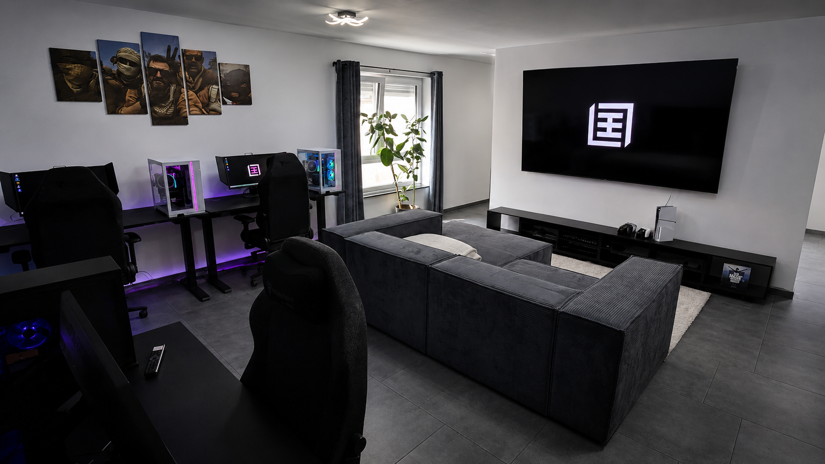 Living room with gaming room